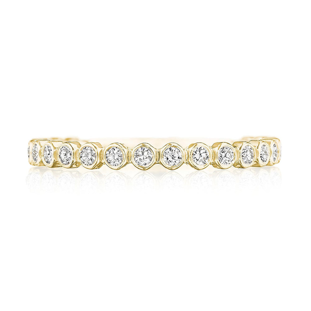 Round Bezel Droplet Wedding Band with Diamond