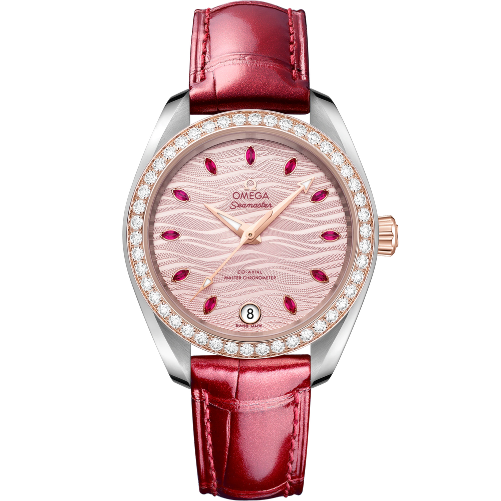 SEAMASTER AQUA TERRA 150M 34 MM, STEEL - SEDNA™ GOLD ON LEATHER STRAP