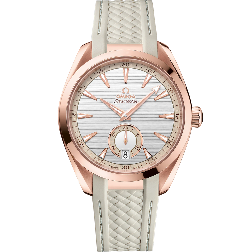 SEAMASTER AQUA TERRA 150M 41 MM, SEDNA™ GOLD ON RUBBER STRAP