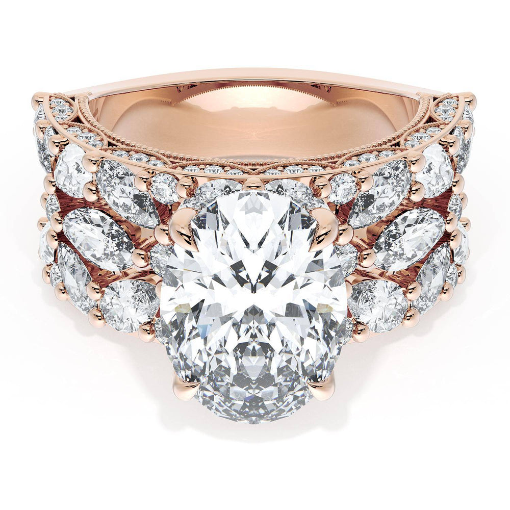Oval Solitaire Engagement Ring w/ Marquise & Pear Band