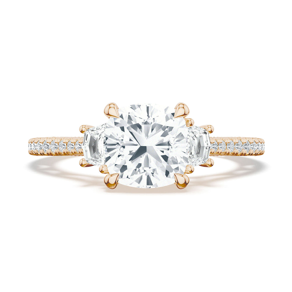 Cushion 3-Stone Engagement Ring