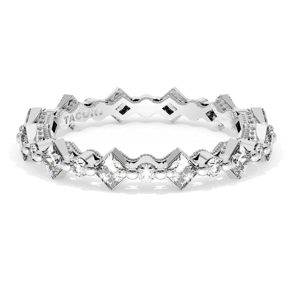 Carré and Round Diamond Wedding Band, 3.70mm