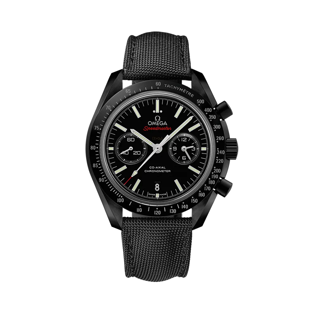 SPEEDMASTER DARK SIDE OF THE MOON 44.25 MM, BLACK CERAMIC ON COATED NYLON FABRIC STRAP WITH FOLDOVER CLASP