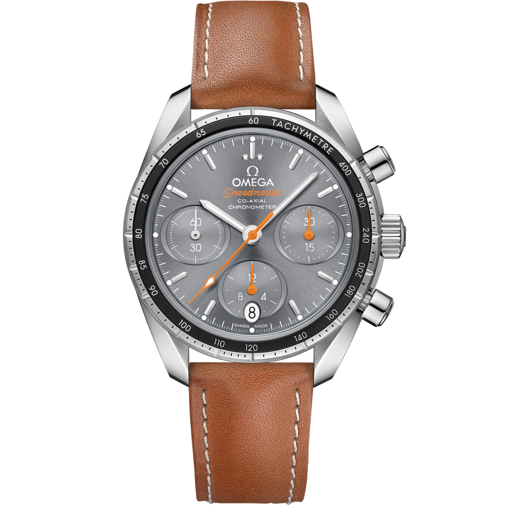 SPEEDMASTER 38 MM, STEEL ON LEATHER STRAP