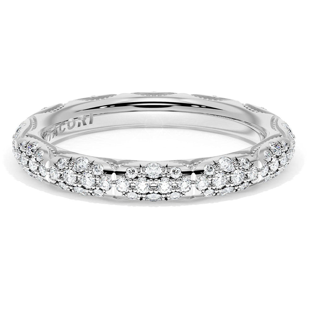 French Pavé Diamond Wedding Band, 3mm