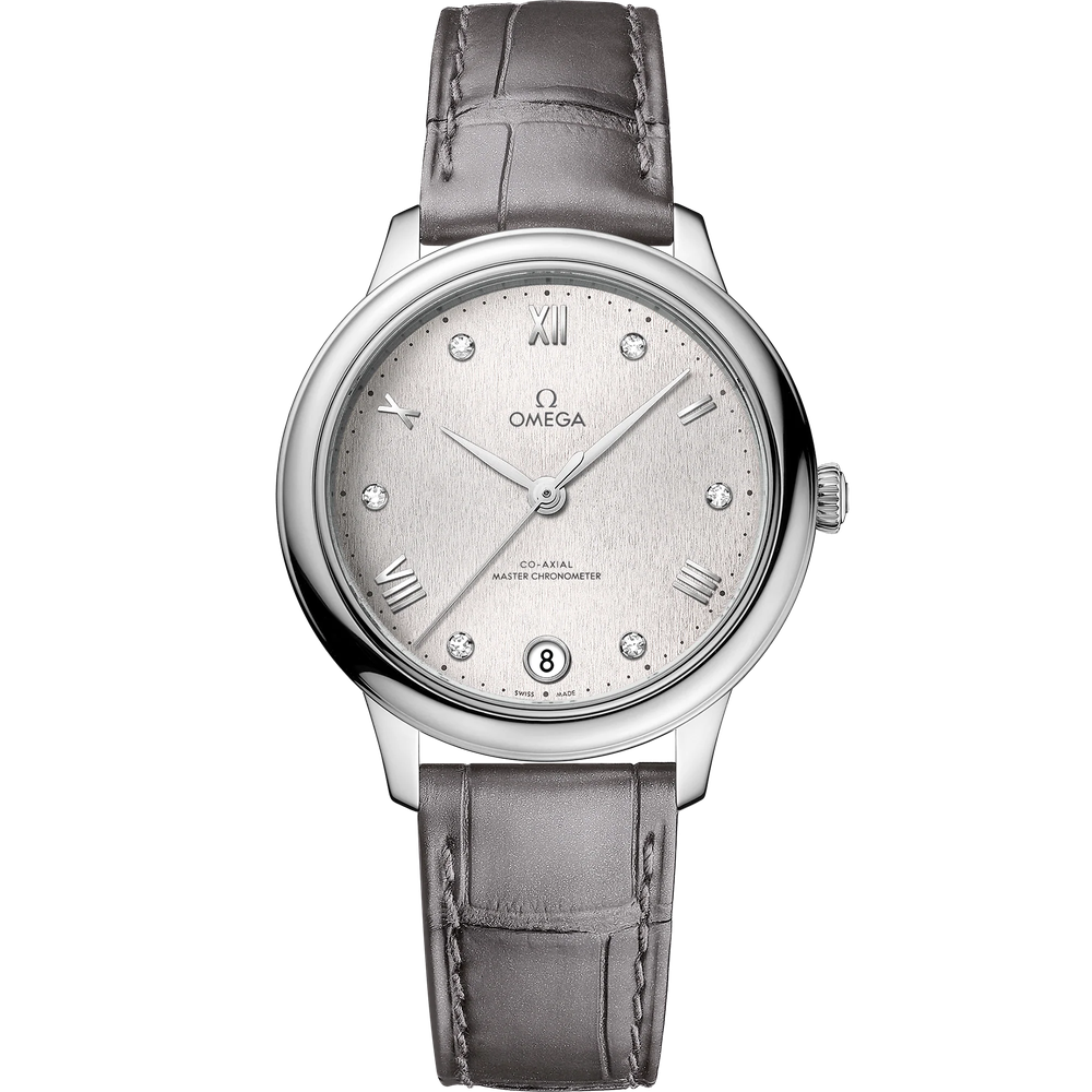 DE VILLE PRESTIGE 34 MM, STEEL ON LEATHER STRAP