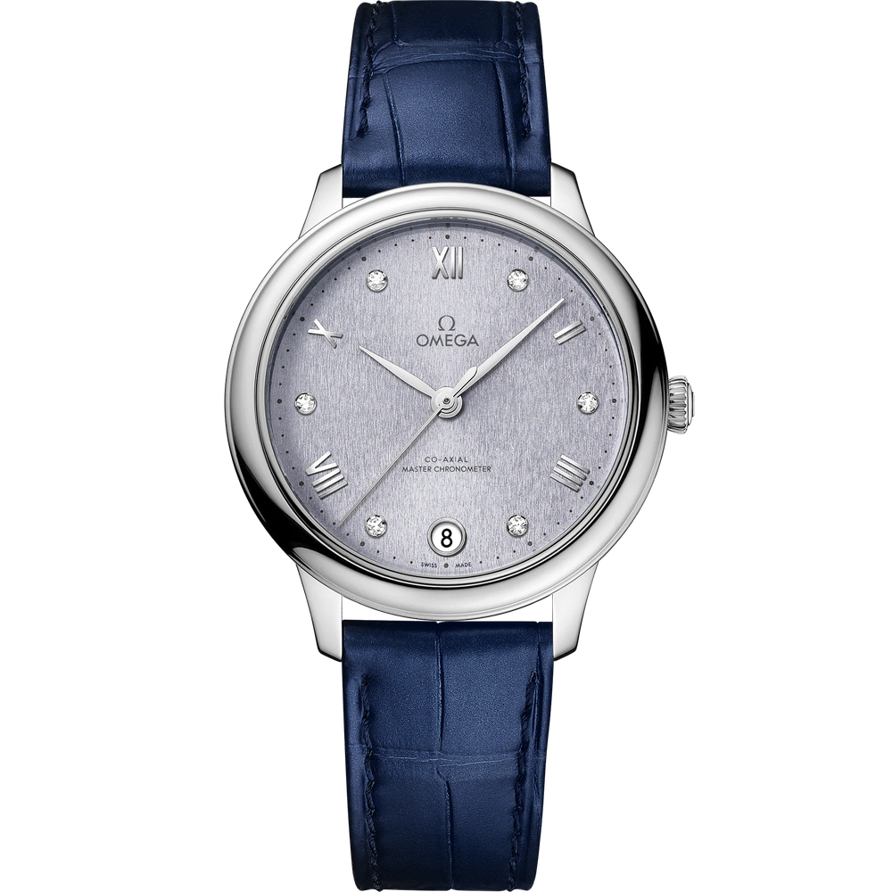 DE VILLE PRESTIGE 34 MM, STEEL ON LEATHER STRAP