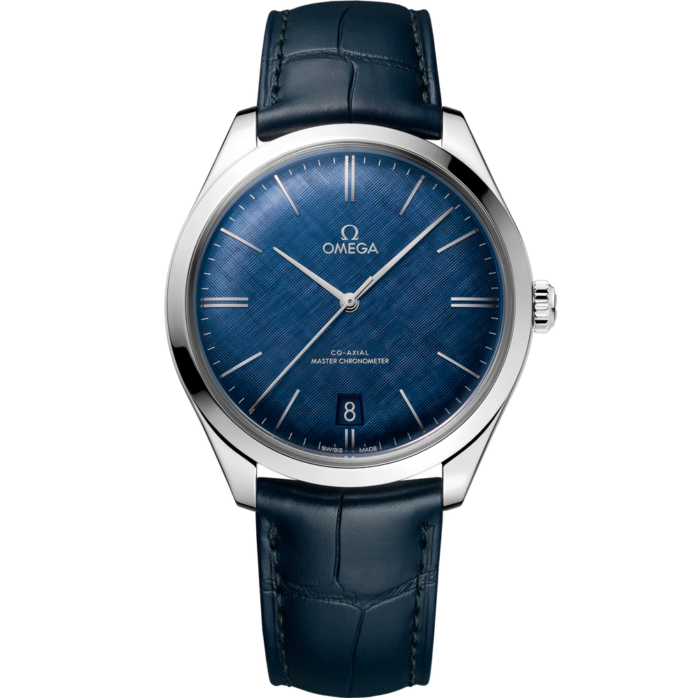 DE VILLE TRÉSOR 40 MM, STEEL ON LEATHER STRAP