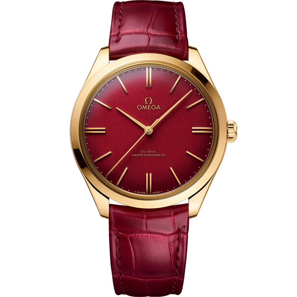 DE VILLE TRÉSOR 40 MM, YELLOW GOLD ON LEATHER STRAP