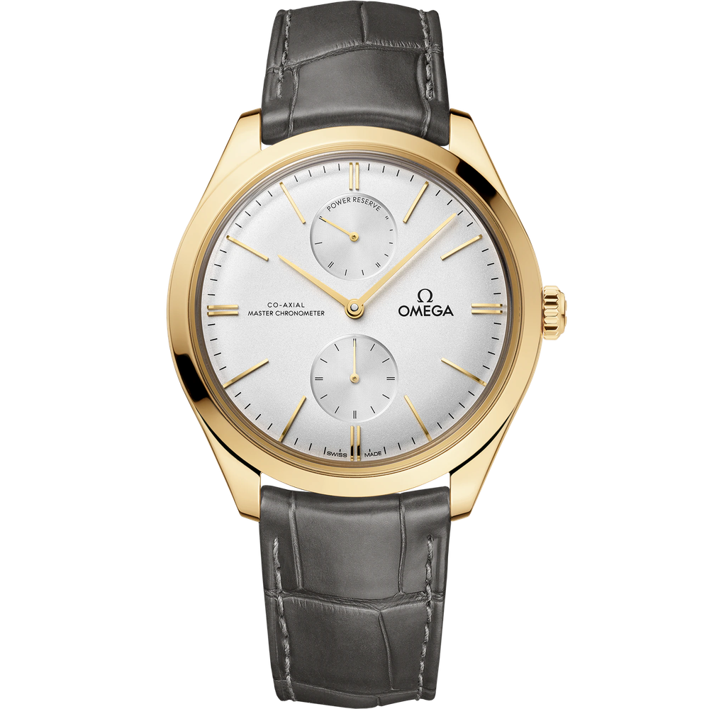 DE VILLE TRÉSOR 40 MM, YELLOW GOLD ON LEATHER STRAP
