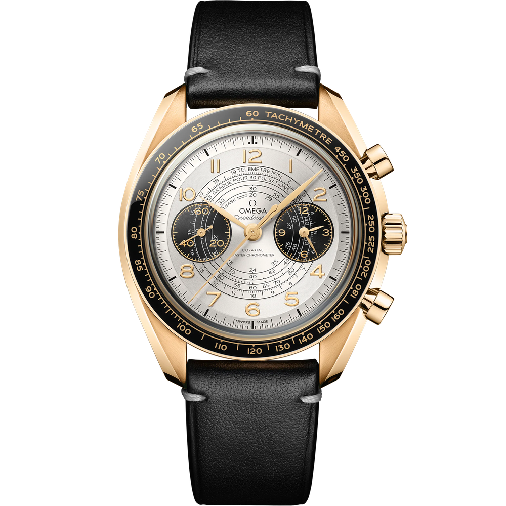 SPEEDMASTER CHRONOSCOPE 43 MM, MOONSHINE™ GOLD ON LEATHER STRAP