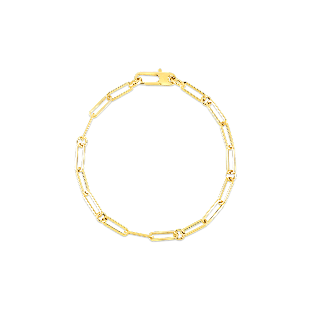 Designer Gold Paperclip And Round Link Bracelet