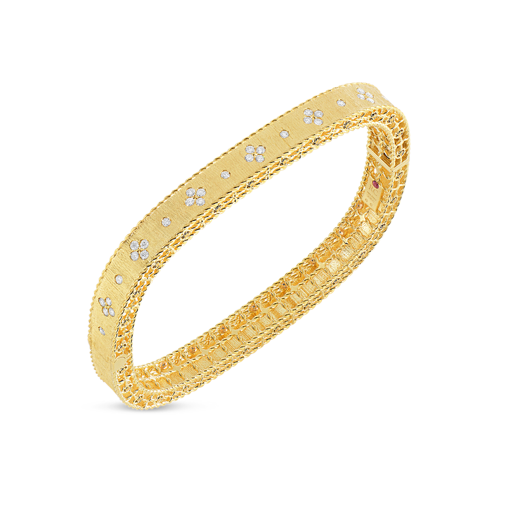Princess Satin Fleur De Lis Diamond Slim Bangle