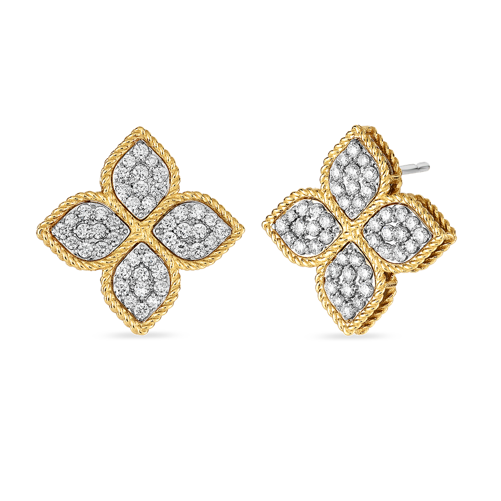 Princess Flower Large Diamond Stud Earrings
