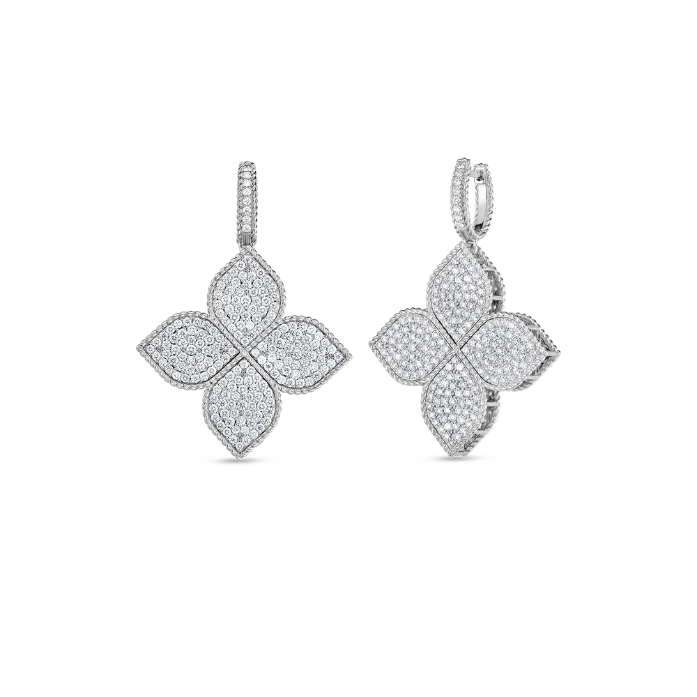 Princess Flower Large Diamond Drop Earrings