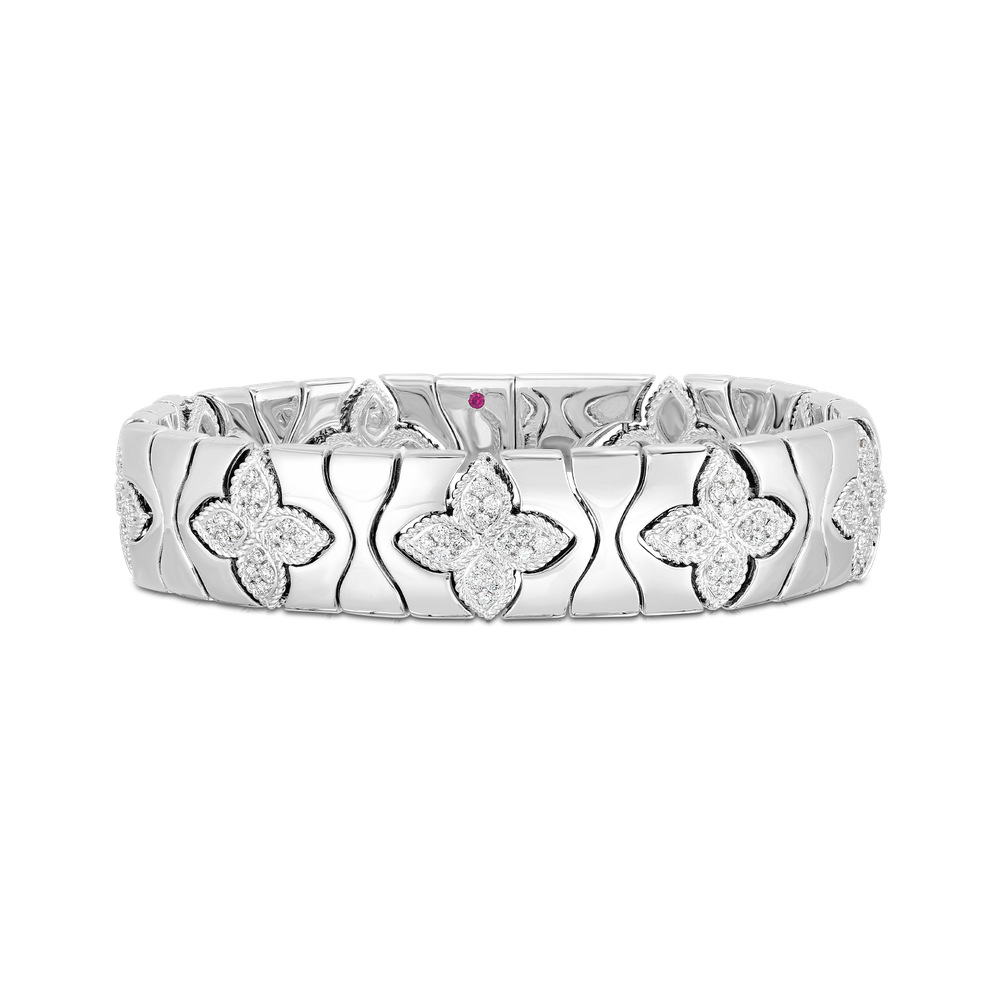 Royal Princess Flower Wide Diamond Bracelet