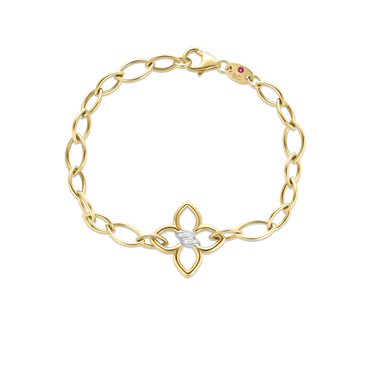 Cialoma Diamond Flower Almond Link Bracelet