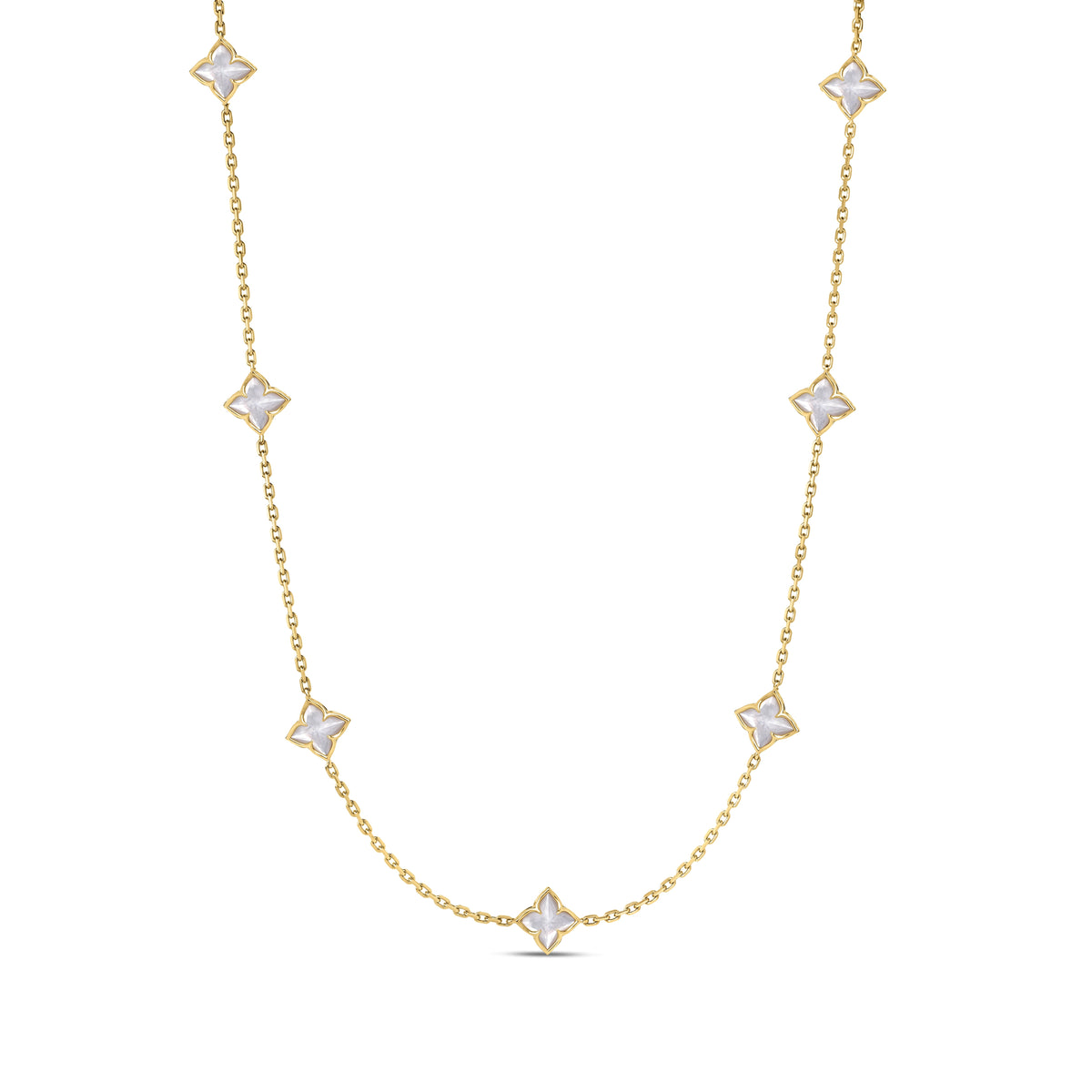 Roberto Coin Venetian Princess Carnival Flower Station Necklace Mother of Pearl Length 18 inches in 18K gold