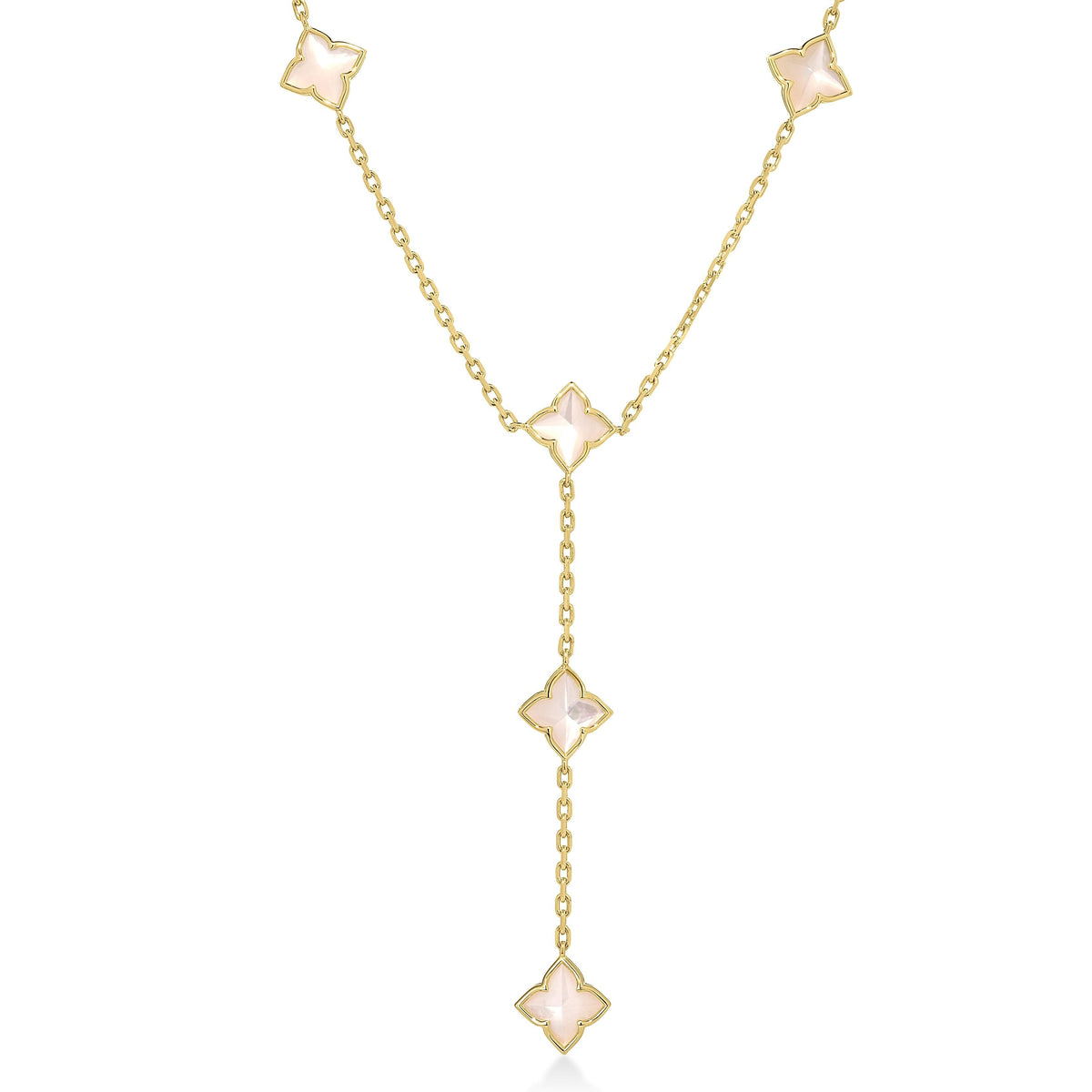 Roberto Coin Venetian Princess Carnival Flower Station Lariat Necklace Mother of Pearl in 18K gold