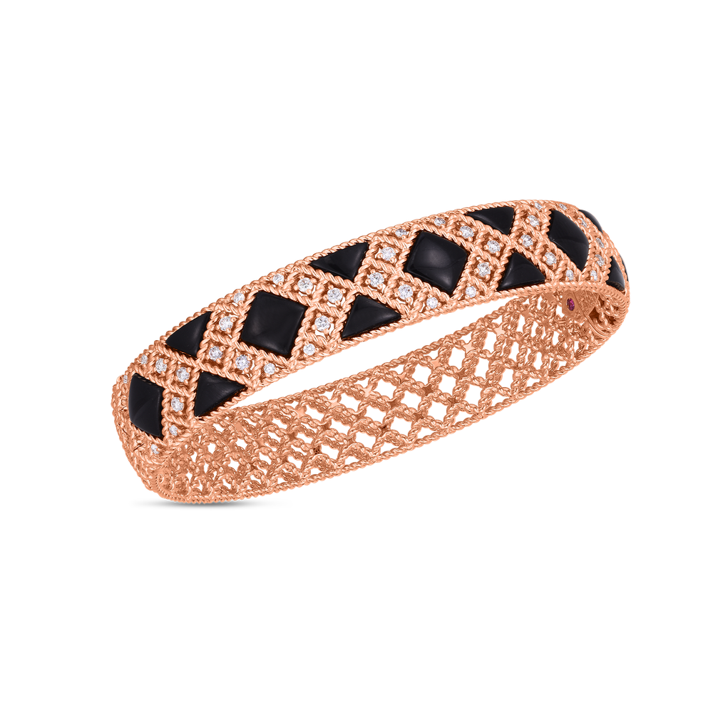 Palazzo Ducale Black Jade And Diamond Hinged Bangle