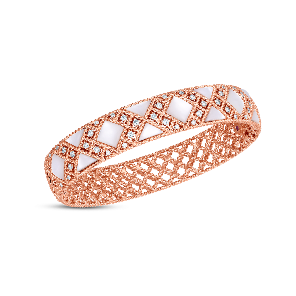 Palazzo Ducale Mother Of Pearl And Diamond Hinged Bangle