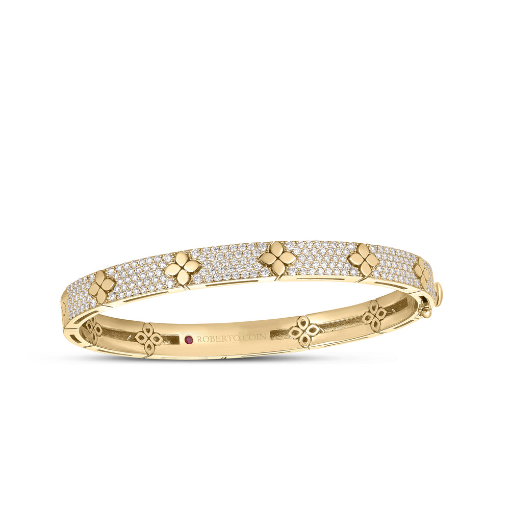 Love In Verona Pave Diamond And Polished Flower Bangle
