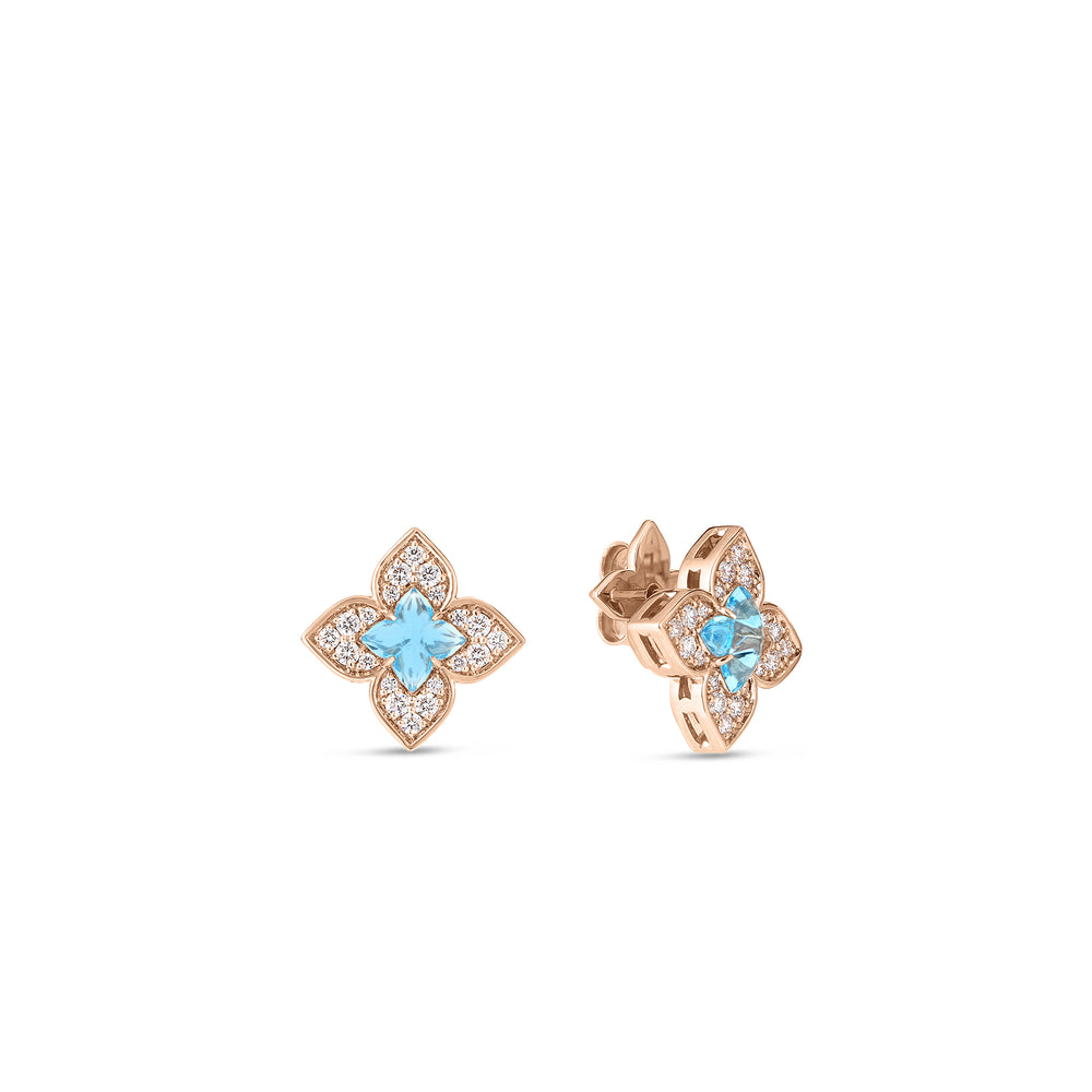 Venetian Princess Carnival Pave Diamond And Amethyst Small Flower Stud Earrings