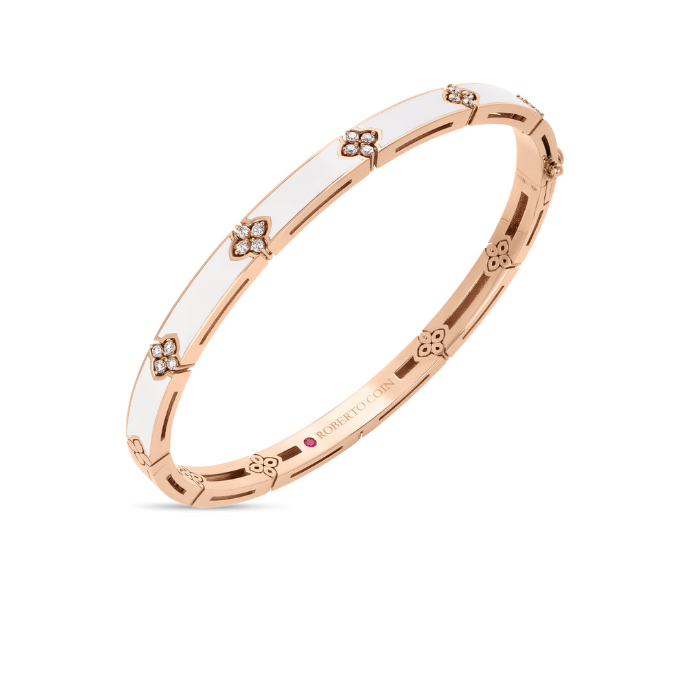 Love In Verona Diamond And White Enamel Bangle