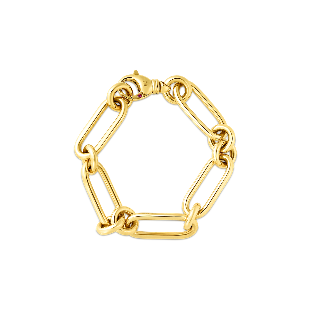 Designer Gold Oval And Round Link Bracelet