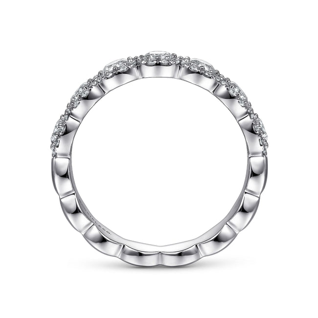 14K White Gold Round Diamond Halo Anniversary Band