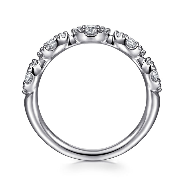 14K White Gold U setting Diamond Anniversary Band