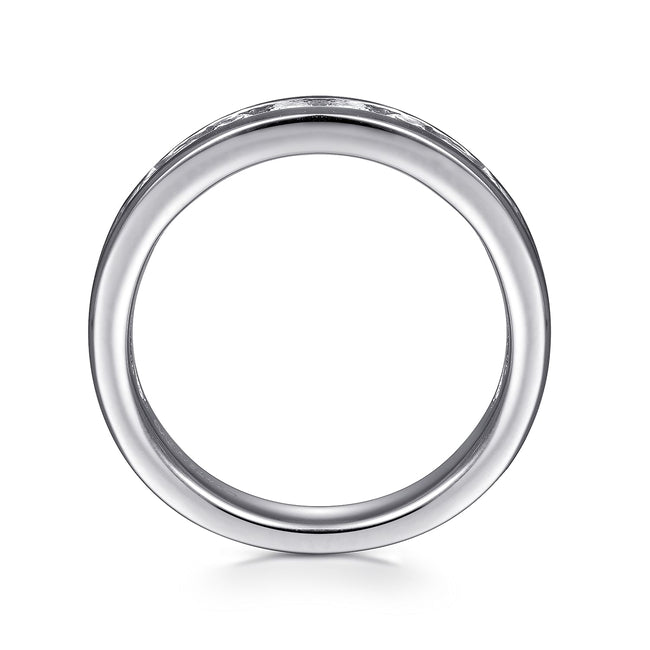 14K White Gold Channel Set Diamond Wedding Band