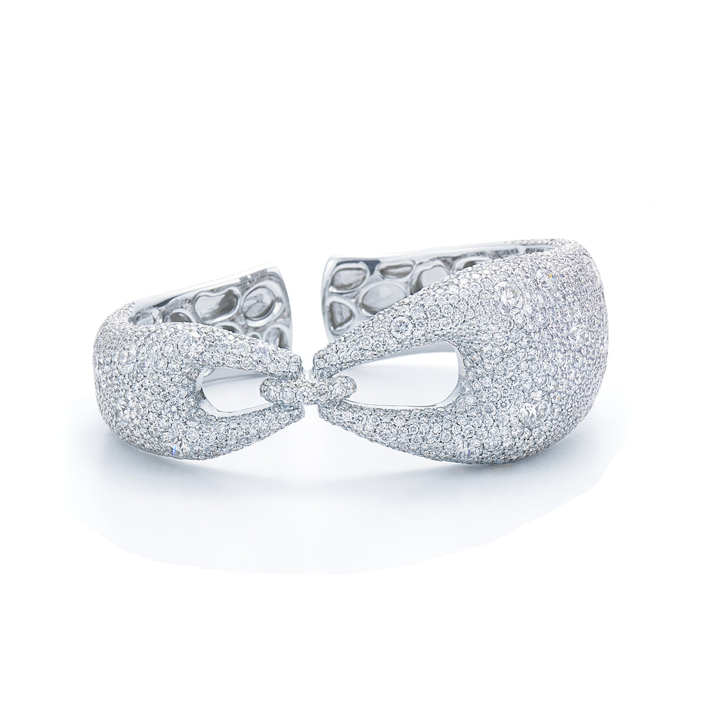 Kwiat Madison Avenue Dual Link Diamond Cuff Bracelet in 18K White Gold