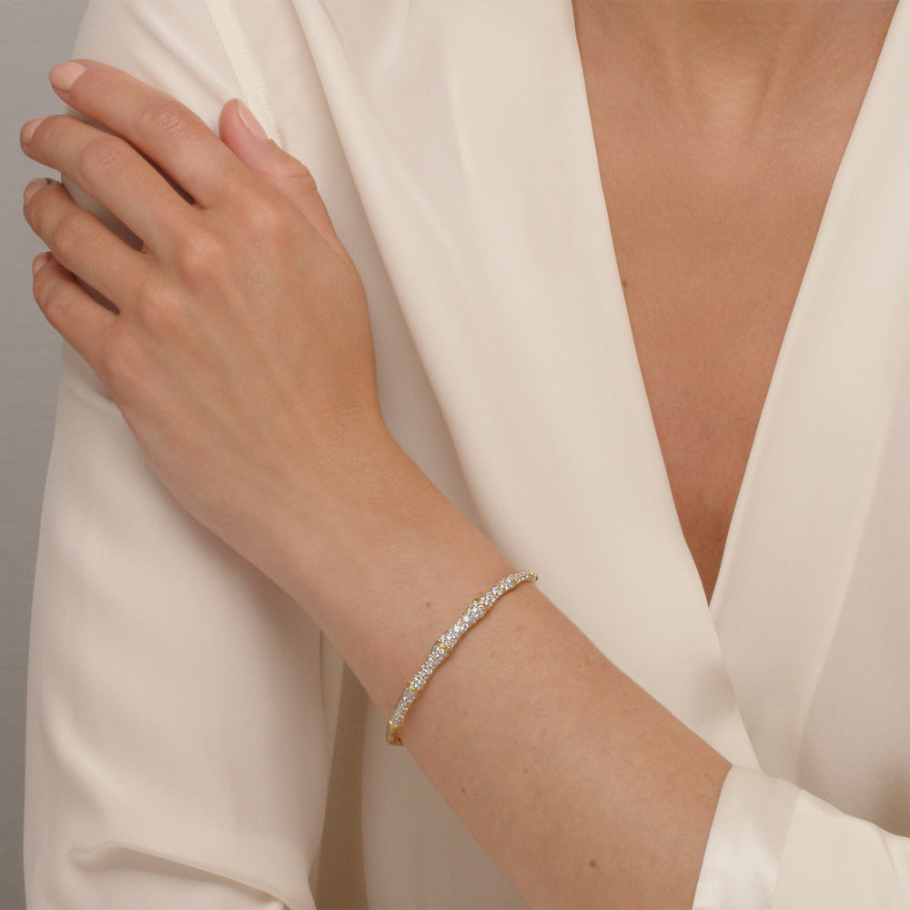 Zen Diamond Bangle in 18K Yellow Gold