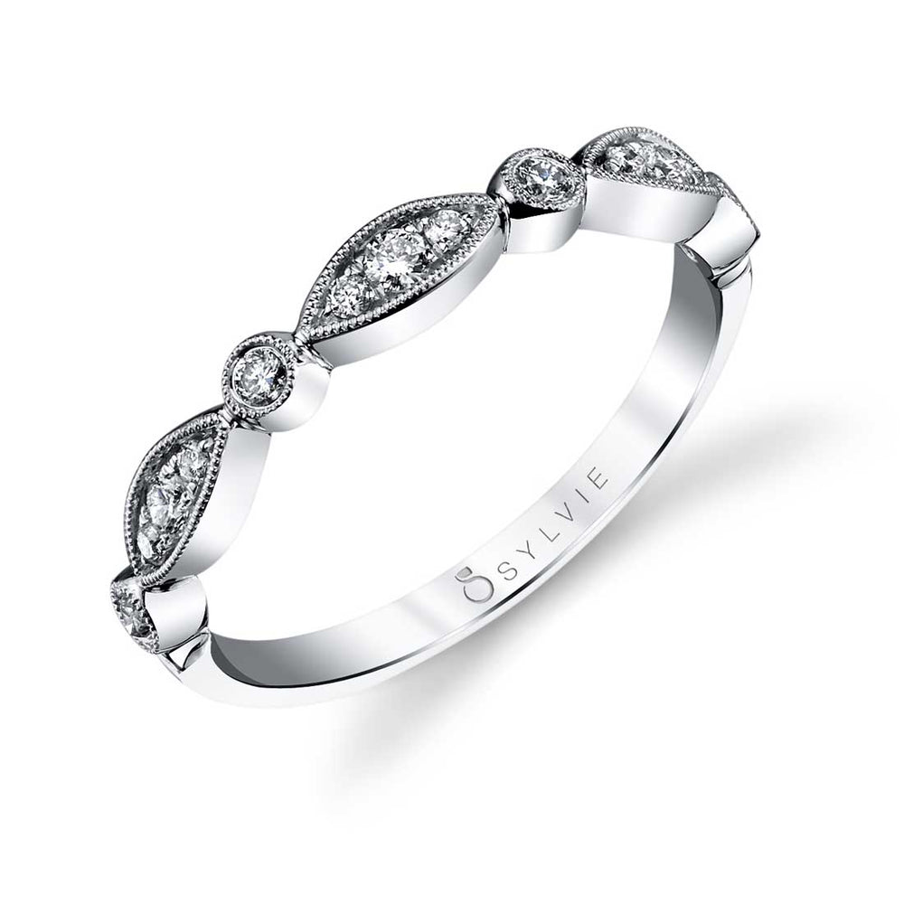 Sylvie Vintage Inspired Stackable Wedding Band - Talia