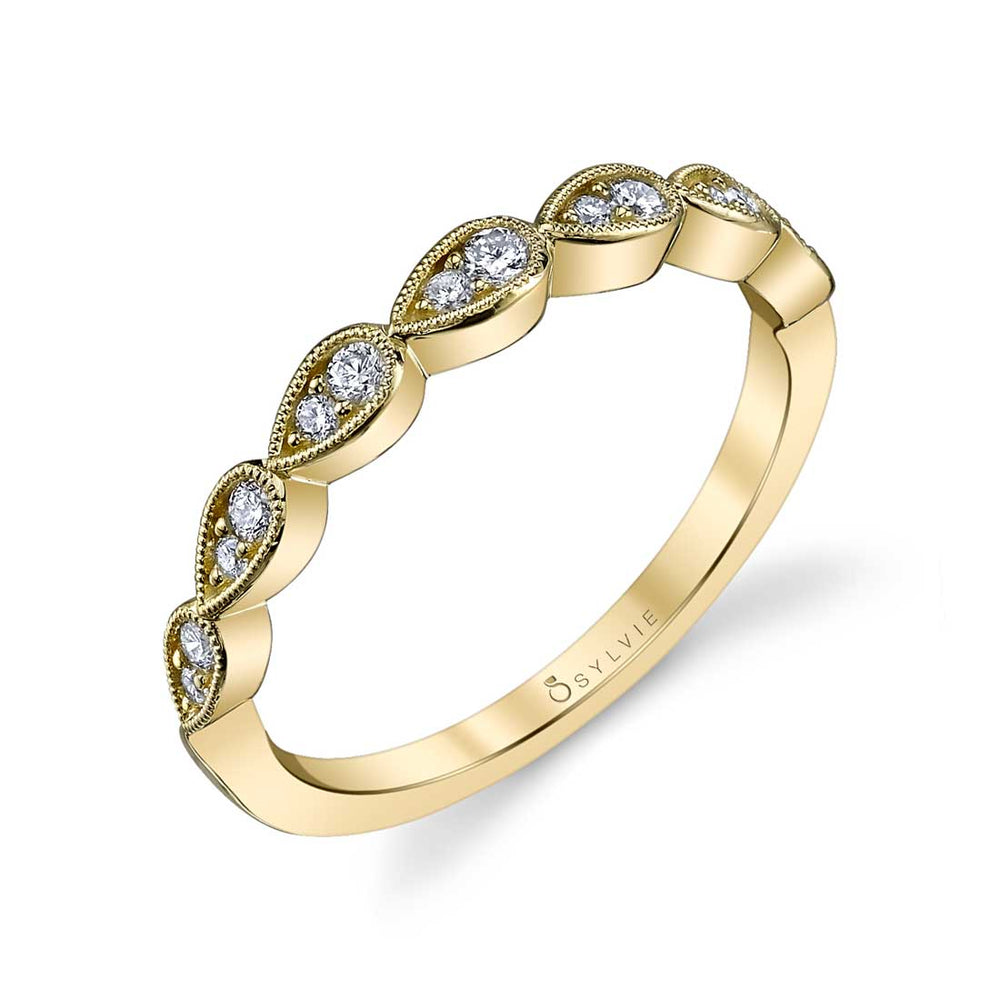 Sylvie Vintage Inspired Diamond Stackable Wedding Band - Gabrielle