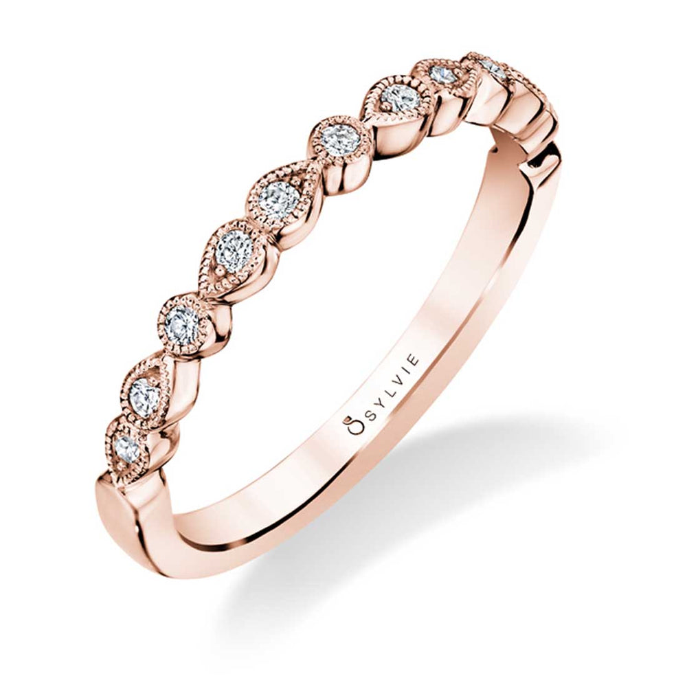 Sylvie Vintage Inspired Diamond Wedding Band - Elena