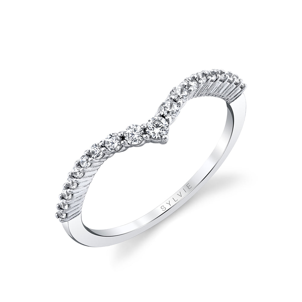 Sylvie Curved Chevron Diamond Wedding Band