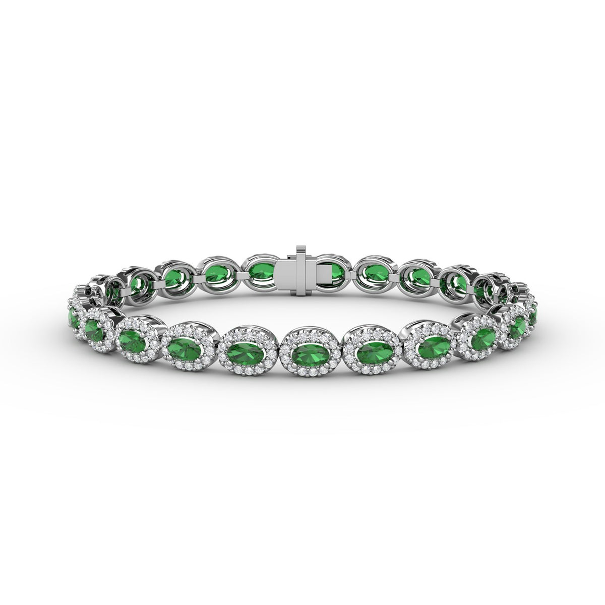 Striking Oval Emerald and Diamond Bracelet