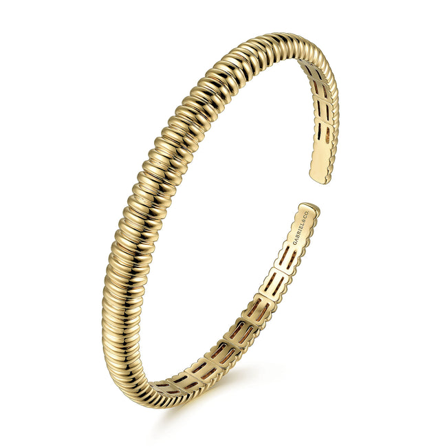 14K Yellow Gold Shrimp Open Bangle