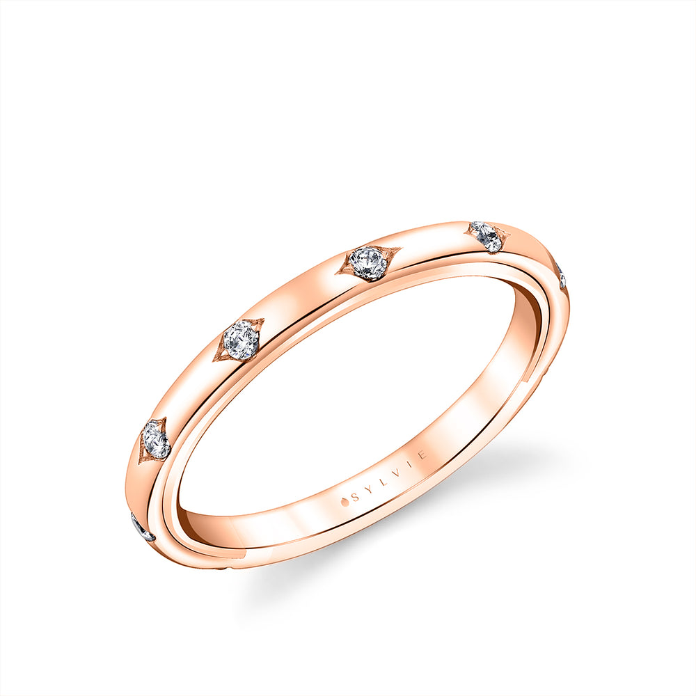 Sylvie Iconelle Two Tone Shell Flush Set Wedding Ring - Anya