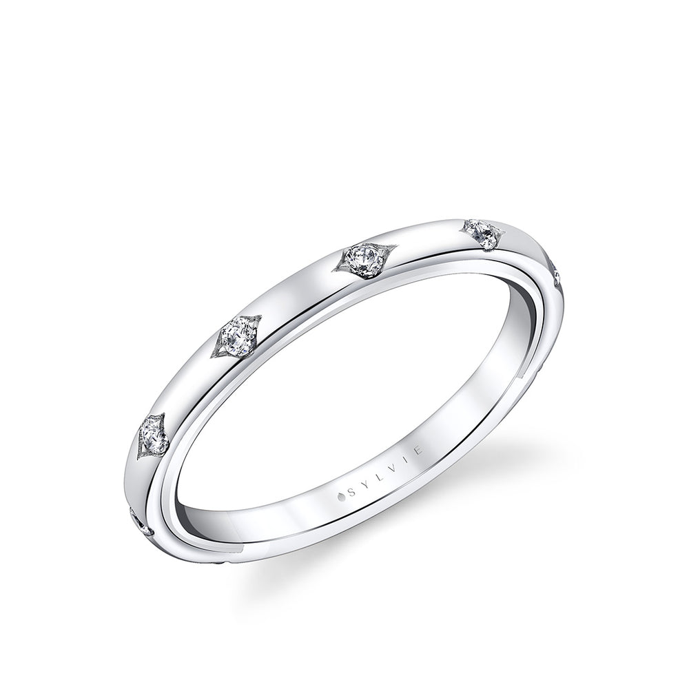 Sylvie Iconelle Two Tone Shell Flush Set Wedding Ring - Anya