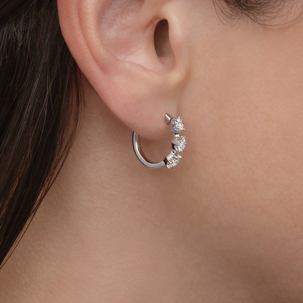 Starry Night Hoop Medium Earrings with Diamonds in 18k White Gold