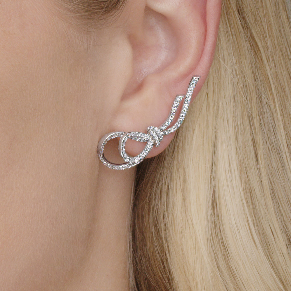 Ribbon Diamond Earrings in Platinum