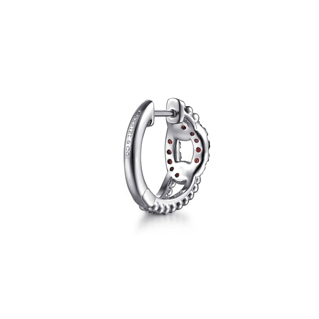 925 Sterling Silver Garnet Bujukan Link Huggie Earrings