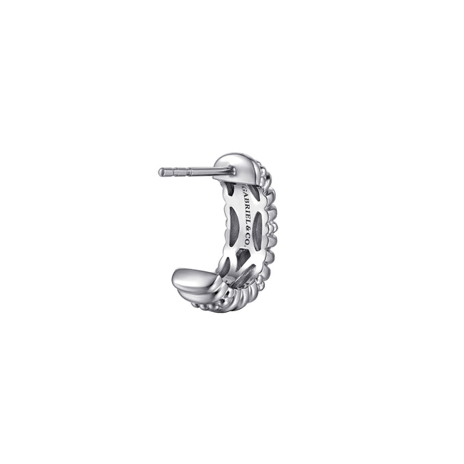 925 Sterling Silver Bujukan Shrimp J Hoop Earrings