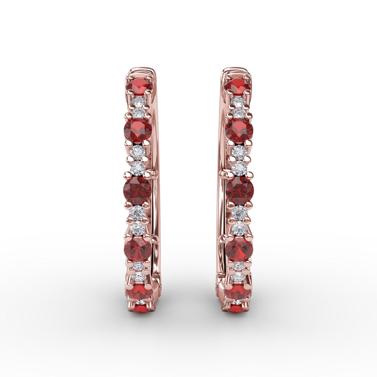 Precious Ruby and Diamond Hoop Earrings