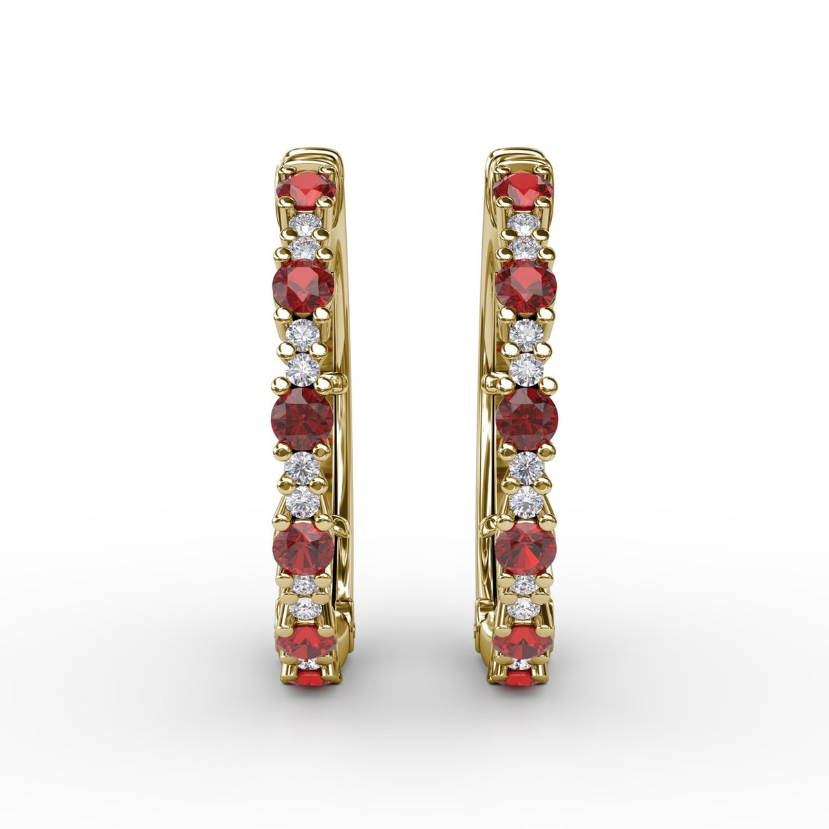 Precious Ruby and Diamond Hoop Earrings