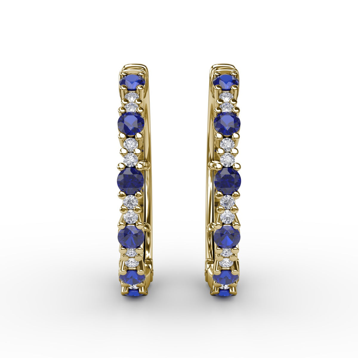 Precious Sapphire and Diamond Hoop Earrings