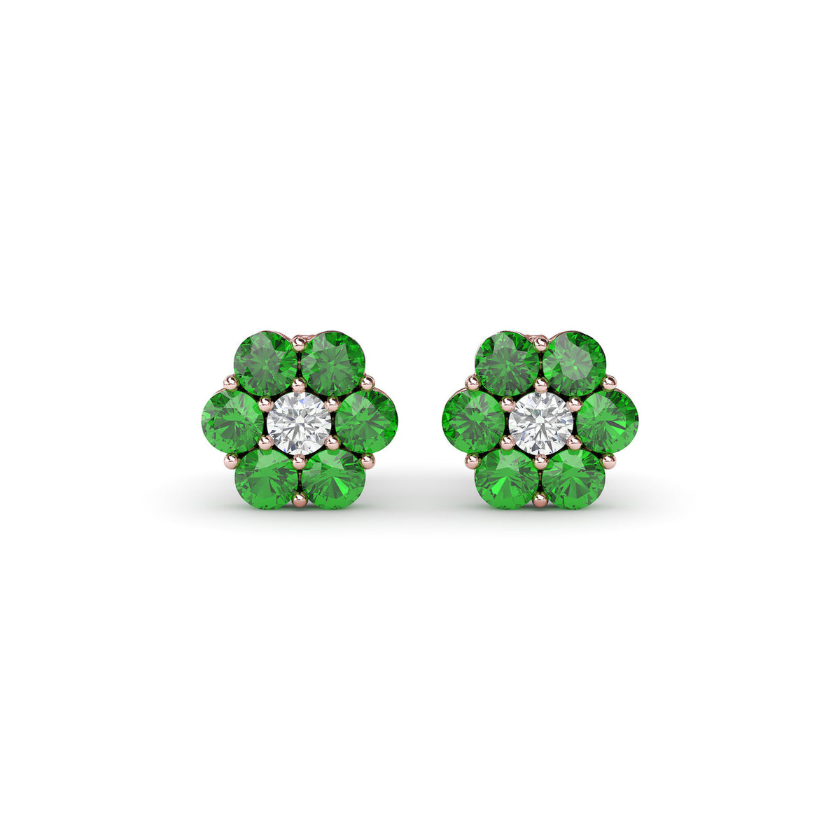 Magnolia Emerald And Diamond Stud Earrings
